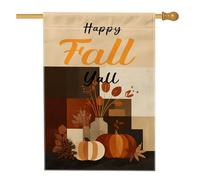 Bandiere verticali per la casa in lino con zucca autunnale bohémien, 28 x 40 cm, double-face, per esterni, metà secolo, autunno, retrò, stampa per la casa, bandiera estetica per la raccolta della casa