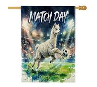 Bandiere verticali per la casa in lino da cortile con lama e alpaca da calcio, 28 x 40 cm, double-face, per esterni, con stampa di campo da calcio ad acquerello, bandiere con motivo animali per