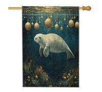 Bandiere verticali per la casa, in tela da imballaggio, con lamantino di Natale, 28 x 40 cm, double-face, per esterni, palle di Natale subacquee, bandiere stampate per la casa, decorazione per esterni