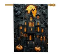 Bandiere verticali per la casa infestata spaventosa di Halloween, 28 x 40 cm, double-face, per esterni, castello horror 3D, bandiera stampata per la casa, decorazione vintage spettrale per la casa