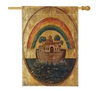 Bandiere vintage Ark House 71,1 x 101,6 cm su entrambi i lati, rustico mare oceano nave arcobaleno cortile cortile verticale bandiere per la casa, bandiere nautiche in iuta decorazione esterna