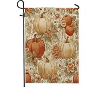 Bandiere vintage autunnali da giardino con raccolta di zucche da 30,5 x 45,7 cm, double face, per esterni, estetica autunnale, motivo retrò con piante, bandiera per casa del Ringraziamento, piccola