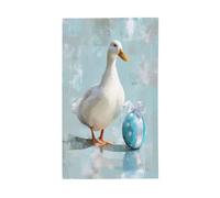 Bandiere vintage bianche con anatra e uova avvolte per la casa, 0,9 x 1,5 m, striscione di auguri con occhielli per interni ed esterni, decorazioni per la casa