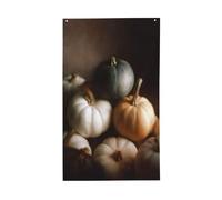 Bandiere vintage bianche e nere con zucche da cortile, 0,9 x 1,5 m, con occhielli, decorazioni per interni ed esterni, feste per la casa