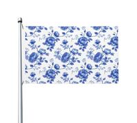 Bandiere vintage cinesi blu rosa modello minimale cortile casa, 0,9 x 1,5 m banner di auguri con occhielli interni ed esterni feste decorazioni per la casa
