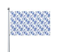 Bandiere vintage cinesi blu rosa modello minimale cortile casa, 0,9 x 1,5 m banner di auguri con occhielli interni ed esterni feste decorazioni per la casa