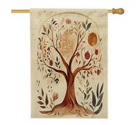Bandiere vintage con albero della vita, 70 x 101 cm, double face, per esterni, stile retrò, albero estetico, standard verticale, decorazione artistica per la casa, stile anni '70, decorazione