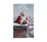 Bandiere vintage con Babbo Natale sul tetto, 9,5 x 1,5 m, striscione di auguri con occhielli per interni ed esterni, decorazioni per la casa