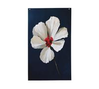 Bandiere vintage con fiore bianco con un centro rosso per la casa da cortile, 0,9 x 1,5 m, striscione di auguri con occhielli per interni ed esterni, decorazioni per la casa per feste