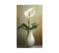 Bandiere vintage con giglio bianco in un semplice vaso, bandierine per la casa, 9 x 1,5 m, con occhielli per interni ed esterni, decorazioni per la casa