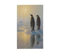 Bandiere vintage con pinguini al tramonto, per la casa, 0,9 x 1,5 m, striscione con occhielli per interni ed esterni, decorazioni per la casa