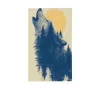 Bandiere vintage di Halloween con lupo ululante nella foresta, striscione di auguri stagionale con occhielli per interni ed esterni, decorazioni per la casa