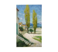 Bandiere vintage impressioniste con due alberi di pioppo per la casa da cortile, 9 x 1,5 m, striscione di auguri con occhielli per interni ed esterni, decorazioni per la casa