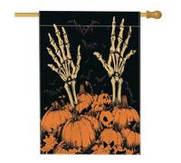 Bandiere vintage per la casa a forma di scheletro di Halloween, 71 x 101 cm, double face, per esterni, horror, spaventoso, zucca, teschio, bandiera verticale standard per la casa, bandiera