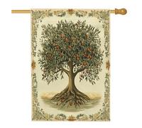 Bandiere vintage per la casa con albero della vita, 70 x 101 cm, double face, per esterni, con albero estetico retrò, bandiera verticale standard per la casa, bella bandiera artistica anni '70 con