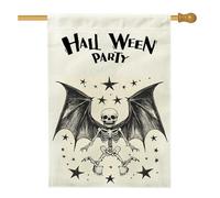 Bandiere vintage per la casa con scheletro di pipistrello di Halloween, 71 x 101 cm, double face, per esterni, teschio spaventoso horror, bandiere verticali standard per la casa, raccapricciante