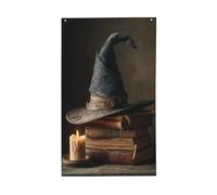 Bandiere vintage per la casa da cortile, con cappello da strega, 9 x 1,5 m, striscione con occhielli per interni ed esterni, decorazioni per la casa