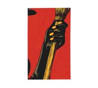 Bandiere vintage per la casa da cortile con mani di strega che tengono la scopa, 0,9 x 1,5 m, striscione di auguri con occhielli per interni ed esterni, decorazioni per la casa