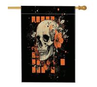 Bandiere vintage per la casa dei fiori con scheletro di Halloween, 71 x 101 cm, double face, per esterni, horror, spaventoso, gotico, teschio gotico, bandiere verticali standard per la casa