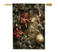 Bandiere vintage per la casa delle api di Natale, 71 x 101 cm, per esterni, stile retrò, con insetti estetici di Natale, bandiere verticali standard per la casa, vacanze, Capodanno, cortile, cortile