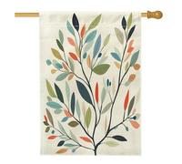 Bandiere vintage primaverili per casa con ulivo, 71 x 101 cm, double face, per esterni, foglie di piante di metà secolo, bandiera verticale standard per la casa, bandiera botanica con stampa da