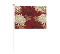 Bandiere vintage rosse e bianche con crisantemo, piccole bandiere da tenere in mano, mini bandiere su bastone per feste, attività di squadra, sfilate, decorazione per le vacanze, confezione da 10
