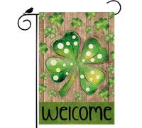 Bandiere Welcome Green Shamrocks Clovers Wood St. Patrick'S Day Bandiere Da Cortile Doppia Faccia Divertenti 30X45Cm Striscione Per Interni Soggiorno