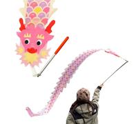 Bandierina colorata a forma di drago for bambini e principianti, set di bandierine a forma di drago con asta telescopica di lunghezza regolabile e borsa portaoggetti, piccola bandiera da ballo artisti