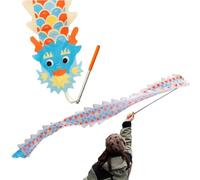 Bandierina colorata a forma di drago for bambini e principianti, set di bandierine a forma di drago con asta telescopica di lunghezza regolabile e borsa portaoggetti, piccola bandiera da ballo artisti