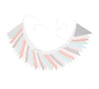 Bandierina colorata in tessuto di cotone, multicolore, 10 m/33 Ft con 36 bandiere triangolari per matrimonio, compleanno, baby party, decorazione riutilizzabile (colore nordico)