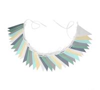 Bandierina colorata in tessuto di cotone, multicolore, 10 m/33 Ft con 36 bandiere triangolari per matrimonio, compleanno, baby party, decorazione riutilizzabile (verde)