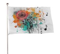 Bandierina con denti di leone e note musicali, 61 x 88,9 cm, stampa su entrambi i lati, bandiera decorativa da giardino, non sbiadisce, con occhielli in ottone, sfondo fotografico da appendere per