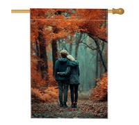 Bandierina da giardino autunnale per coppie, con foglie autunnali arancioni, striscione decorativo per esterni, bandiera da cortile in iuta su entrambi i lati, per il Ringraziamento, decorazione per
