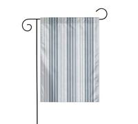Bandierina da giardino con linee verticali grigie e bianche, 30 x 45 cm, verticale su entrambi i lati, decorazione per casa colonica