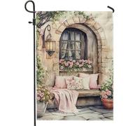 Bandierina da giardino con rose, decorazione floreale per esterni, in tessuto su entrambi i lati, decorazione per prato per primavera estate, cartello floreale in stile vintage per patio, 30,5 x 45,7