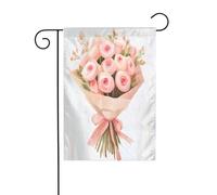 Bandierina da giardino con rose rosa fresche, 30 x 45 cm, verticale, double face, decorazione per esterni