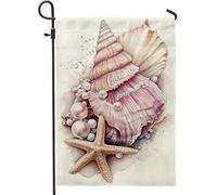 Bandierina da giardino con stelle marine, decorazione per prato con conchiglie e stelle marine, in tessuto su entrambi i lati, decorazione stagionale per esterni per feste in spiaggia, 30,5 x 45,7 cm