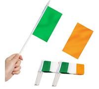 Bandierina del bastone dell'Irlanda, ANLEY Mini bandiera nazionale 5x8 pollici irlandese con asta solida da 12 "bianca - Colore vivido e resistente allo sbiadimento - Hibernian Bandierine