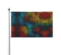 Bandierina festiva stampata con labirinti colorati da 0,9 x 1,5 m con occhielli, adatta per feste e campeggio