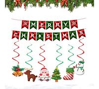 Bandierina Natale Striscioni,Stamina di Natale,Bandiera Festone Buon Natale,Multicolore Banner Stamina di Merry Christmas con Motivo a Lettere Cartone Animato