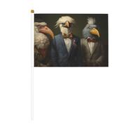 Bandierina palmare su entrambi i lati con testa di uccello multipla antropomorfismi - 14 x 20,8 cm - feste, eventi sportivi tifo oggetti di scena