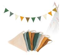 Bandierina per Cameretta dei Bambini,2.6M Ghirlanda per la Cameretta dei Bambini,Catena Gagliardetto Tessuto in Cotone Mussola per Ragazze e Ragazzi,Decorazione da Parete (Morandi Verde)