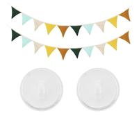 Bandierina per cameretta dei bambini, decorazione per cameretta, con 2 ganci adesivi trasparenti, decorazione da parete, in tessuto, per camera, feste