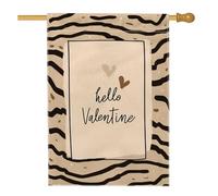 Bandierina per la casa a cuori, San Valentino, con testo moderno a righe beige su entrambi i lati, in iuta, decorativa, per esterni, prato, cortile, patio, ingresso, 71 x 101 cm