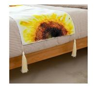 Bandierina stampata per alloggio in famiglia e hotel, morbida e confortevole, sciarpa con nappa, ciondolo minimalista in tessuto (giallo, federa 45 x 45 cm)