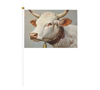 Bandierine a forma di mucca bianca con corna marroni, piccole bandiere da tenere in mano, per feste, attività di squadra, sfilate, decorazione per le vacanze, confezione da 10