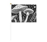 Bandierine a forma di tre funghi, colore bianco e nero, piccole bandiere da tenere in mano, per feste, attività di squadra, parate, decorazione per le vacanze, confezione da 10