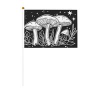 Bandierine a forma di tre funghi in bianco e nero, piccole bandiere da tenere in mano, per feste, attività di squadra, parate, decorazione per le vacanze, confezione da 10