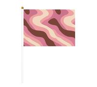 Bandierine a forma ondulata in stile retrò, rosa, marrone, piccole bandiere da tenere in mano, mini bandiere su bastone per feste, attività di squadra, sfilate, decorazione per le vacanze, confezione