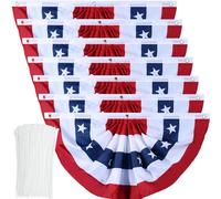Bandierine americane patriottiche pieghettate per ventaglio, bandiere statunitensi con occhielli in ottone e fascette con cerniera, per il 4 luglio, decorazione per esterni (2,8 m x 1,2 m)